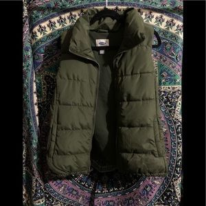 Olive green old navy puffer vest
